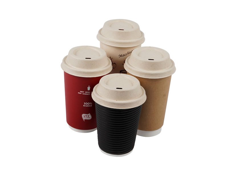 Zero Waste Eco Friendly Disposable Compostable Biodegradable Brown Paper Pulp Coffee Cup Lid